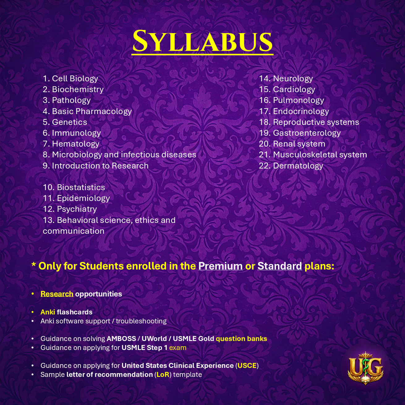 USMLE Step 1: Regular Course (24 months)